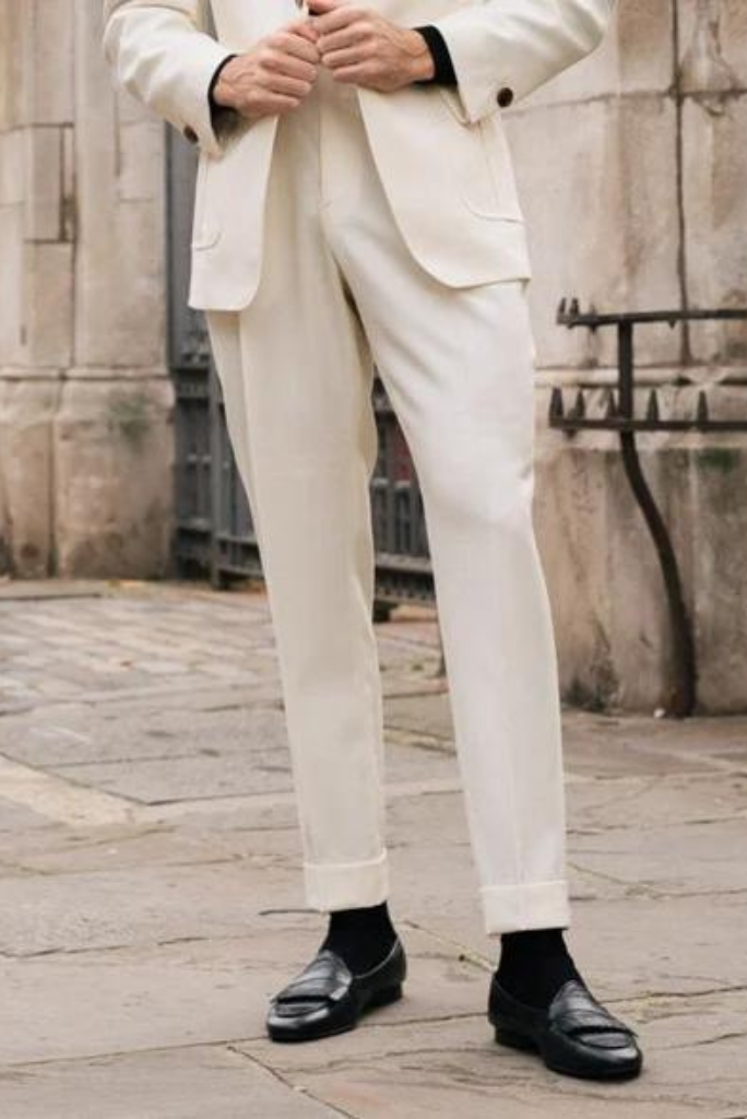 Classic Polo Mens Cotton Solid Slim Fit Off White Color Trouser | Tn2-